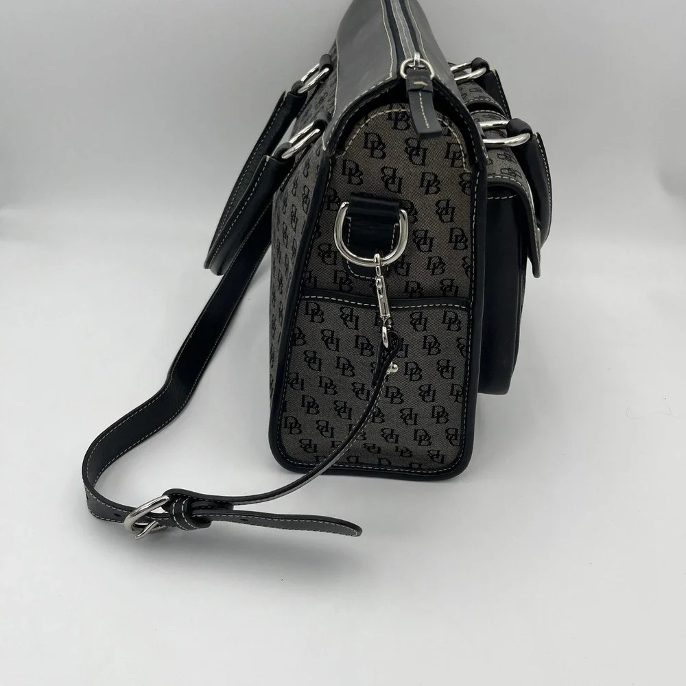 Dooney & Bourke Satchel Bag Wallet Set Black Monogram Signature Handbag Y2K